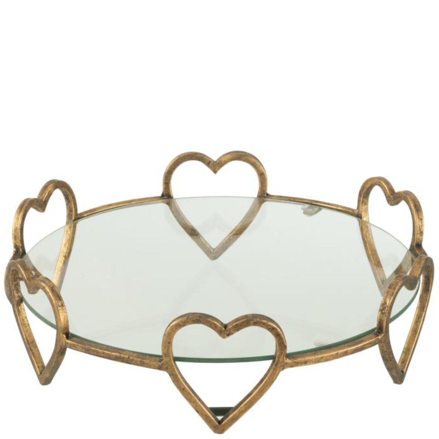 6 HEARTS TRAY METAL GOLD