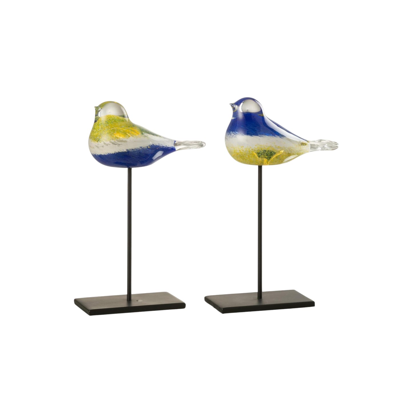 A2 BIRD ON FOOT GLASS BLUE AND YELLOW