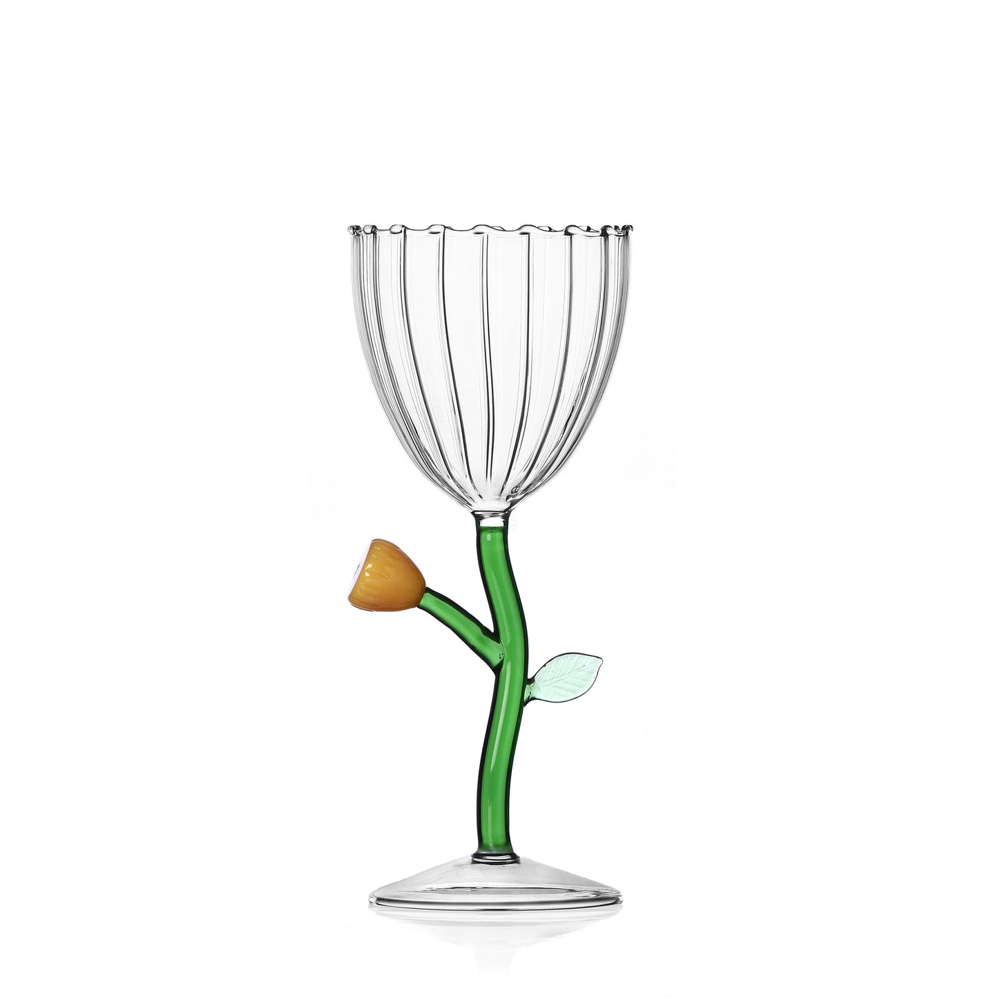 AMBER FLOWER STEMMED GLASS