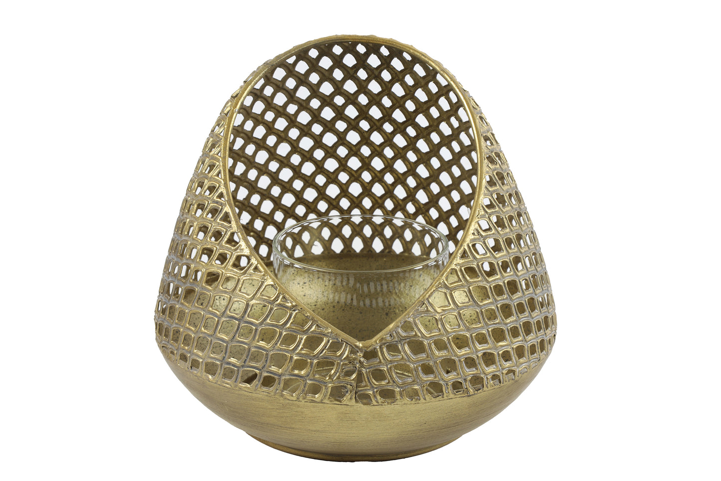 COLETA TEA LIGHT HOLDER GLASS GOLD STEEL