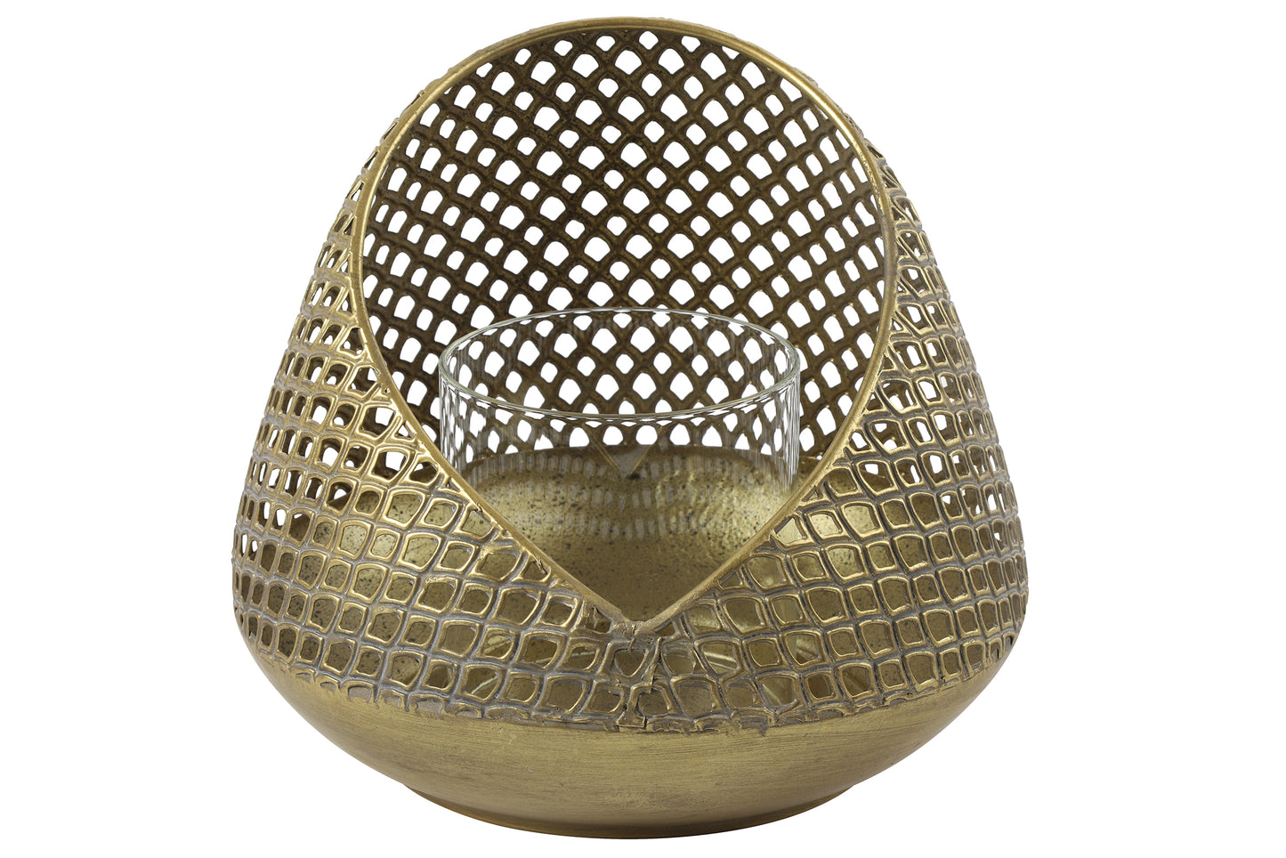 COLETA TEA LIGHT HOLDER GLASS GOLD STEEL
