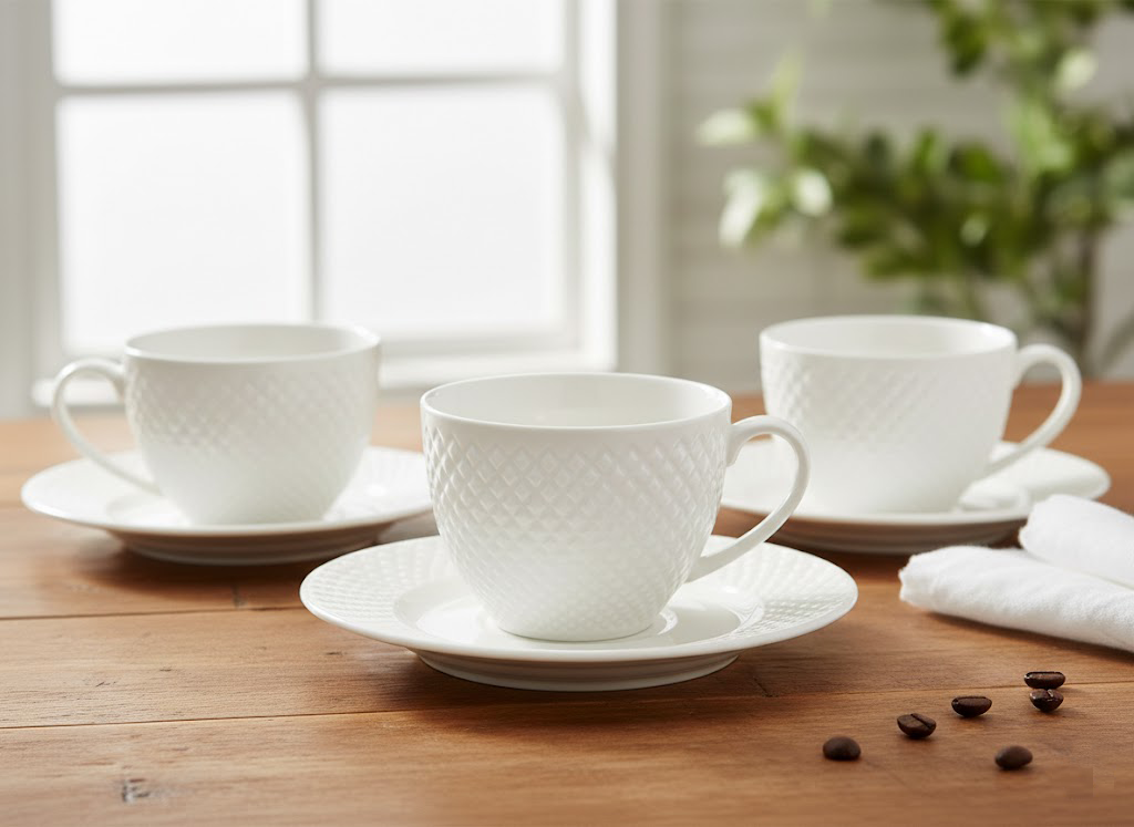 CUP AND SAUCER DIAMOND WHITE