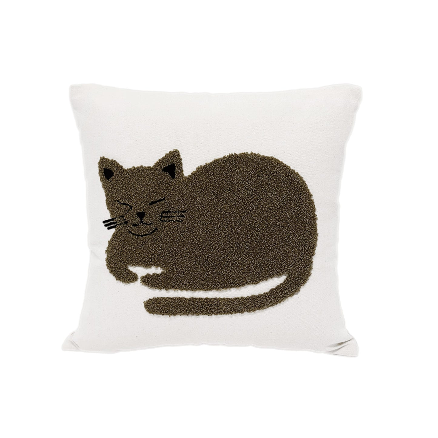 CUSHION CAT NATURAL BROWN 40 X 40 CM