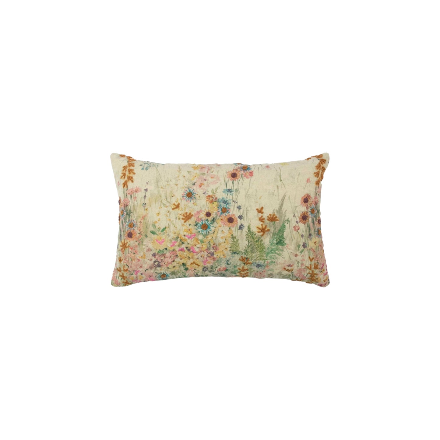 CUSHION EMBROIDERED WILD FLOWERS 30 X 50 CM