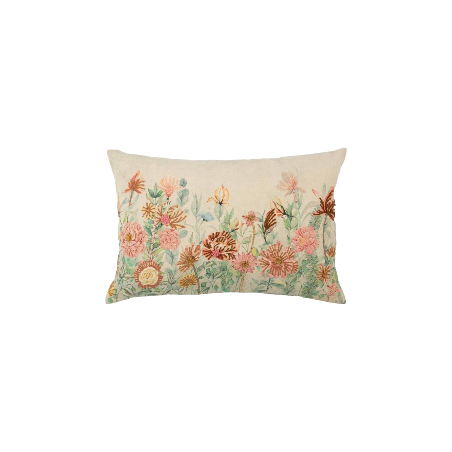 CUSHION EMBROIDERED WILD FLOWERS 40 X 60 CM