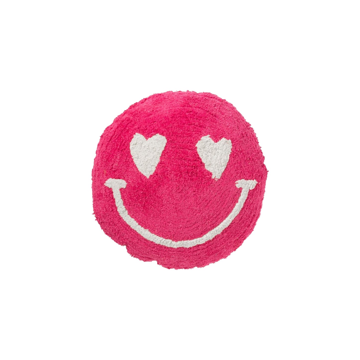 CUSHION SMILEY 45 CM TUFTED PINK AND WHITE