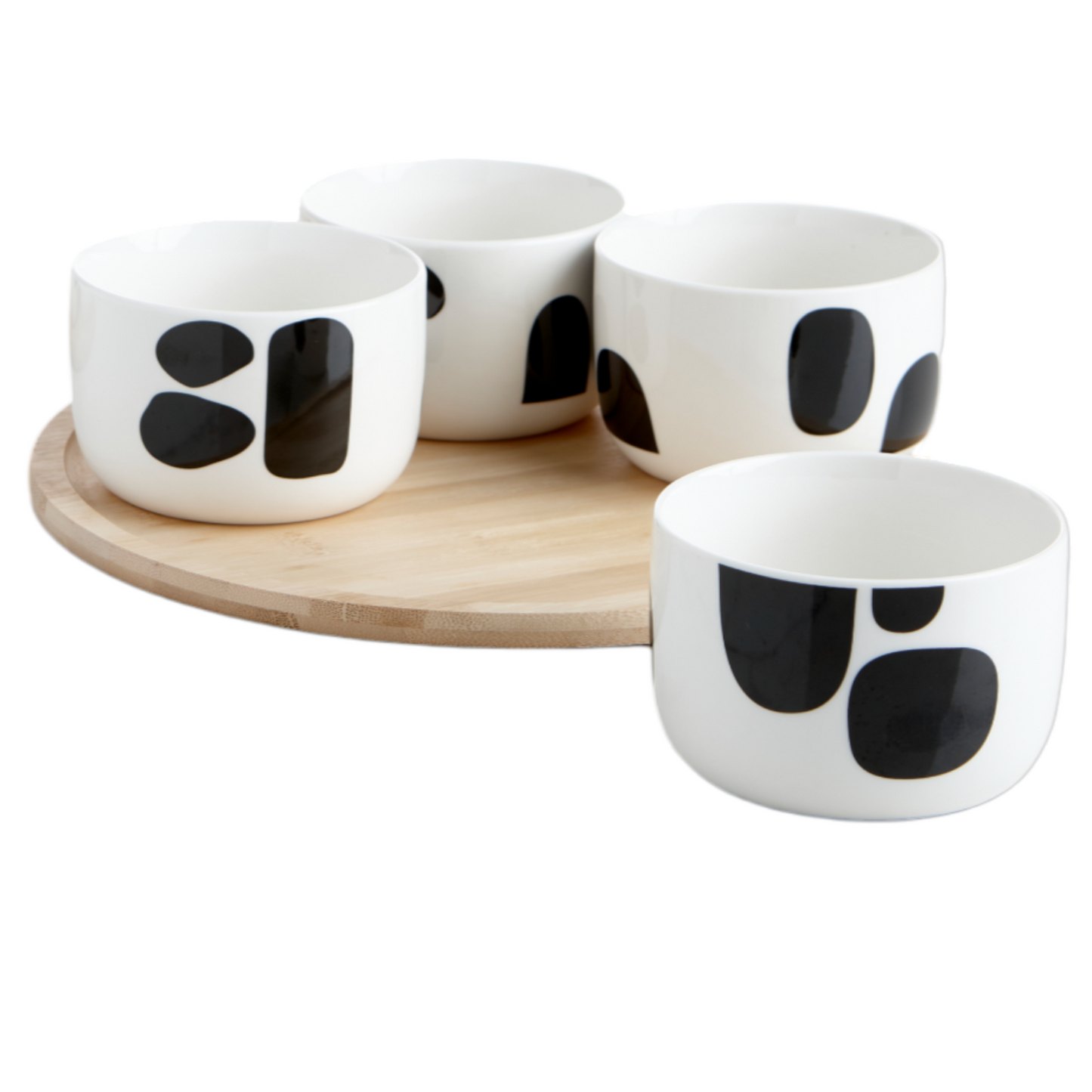 DOTTED SERVING BOWLS WITH TRAY