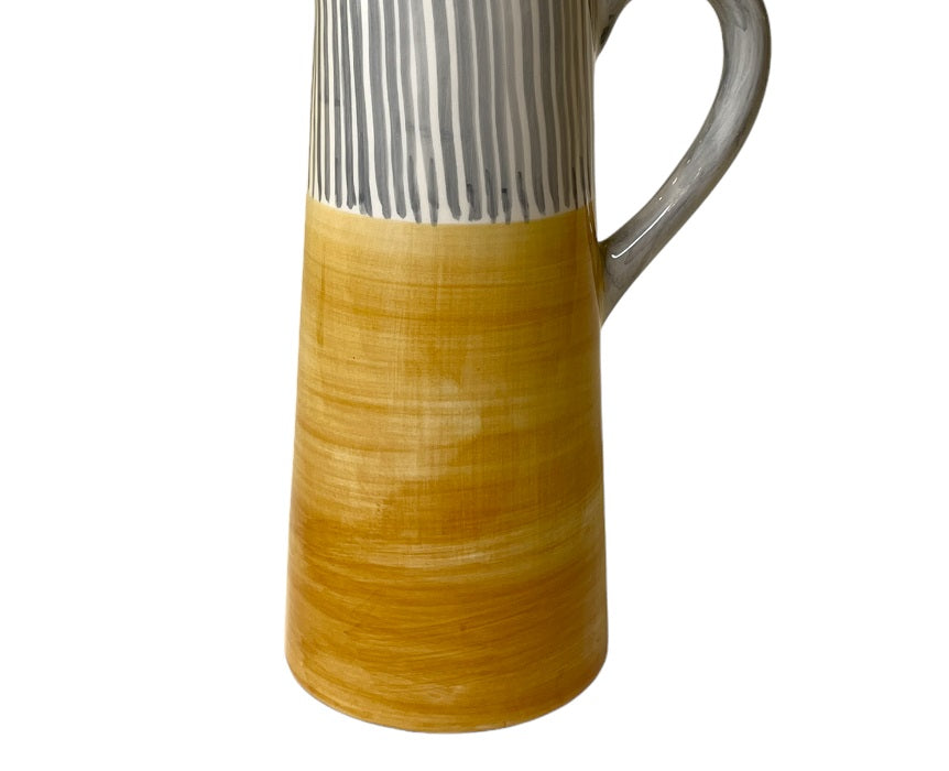 DECO YELLOW & GREY STRIPED PITCHER