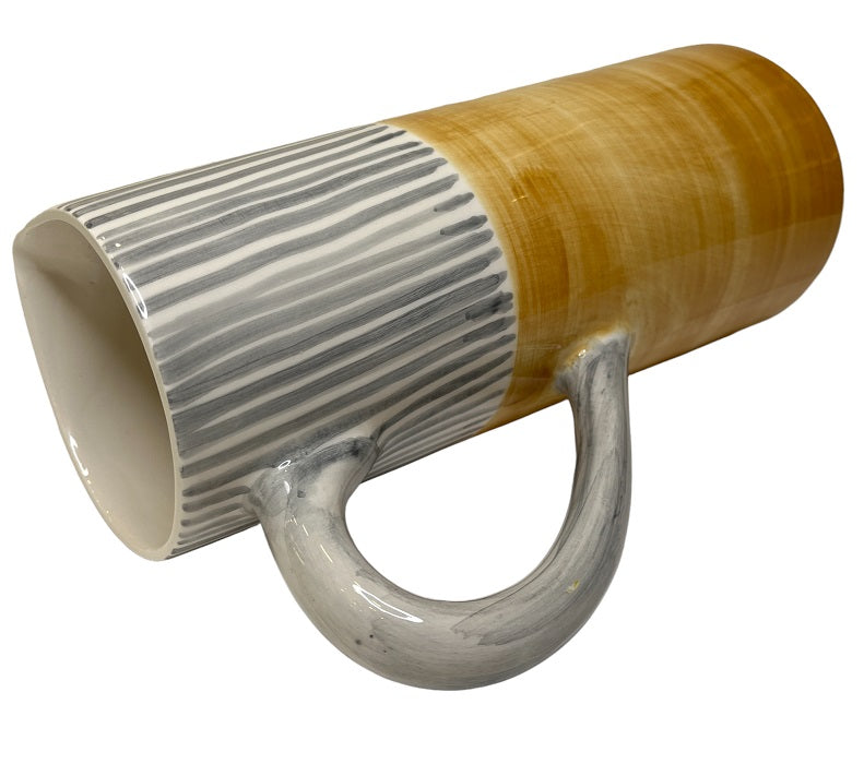 DECO YELLOW & GREY STRIPED PITCHER