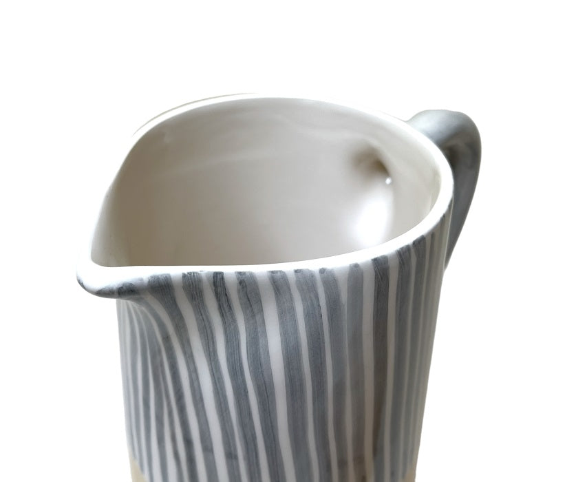 DECO YELLOW & GREY STRIPED PITCHER