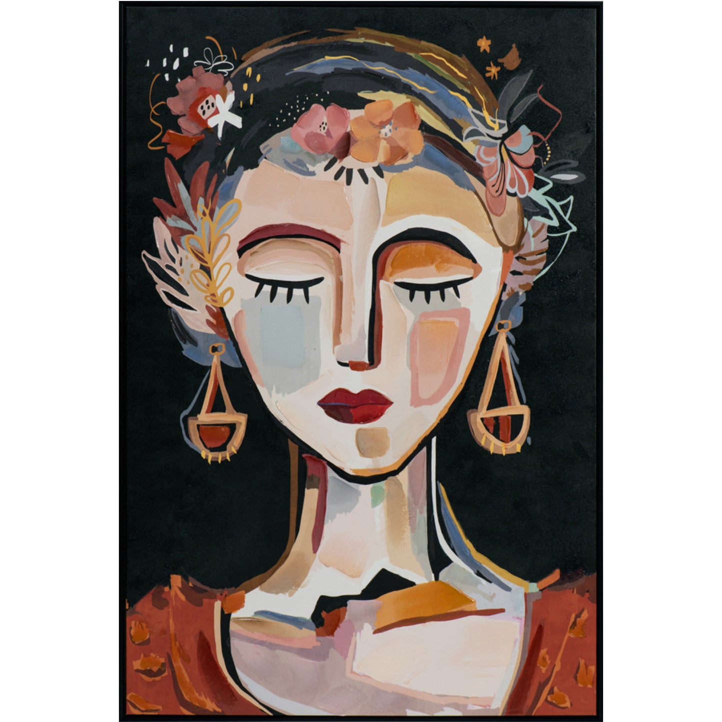 GIRL BLACK ACRYLIC PAINTING
