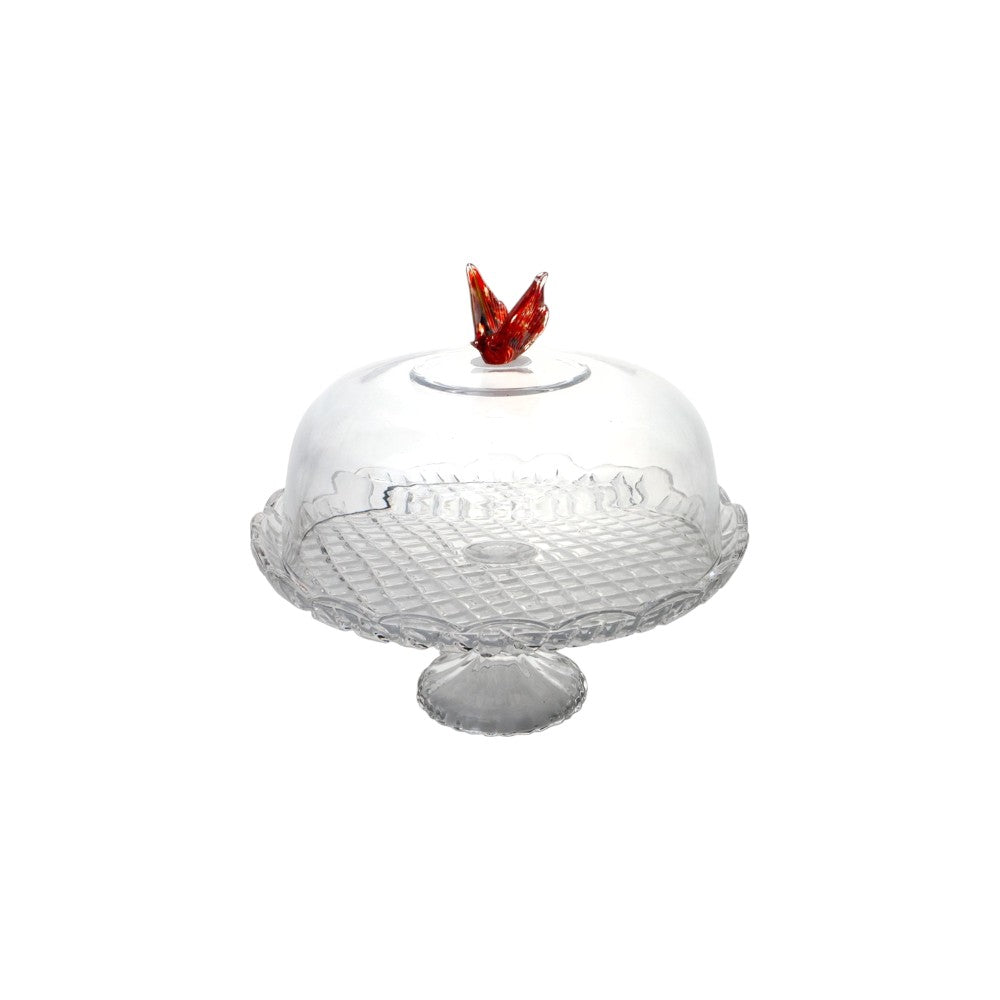 GLASS DOME ON STAND Ø 30 CM BUTTERFLY