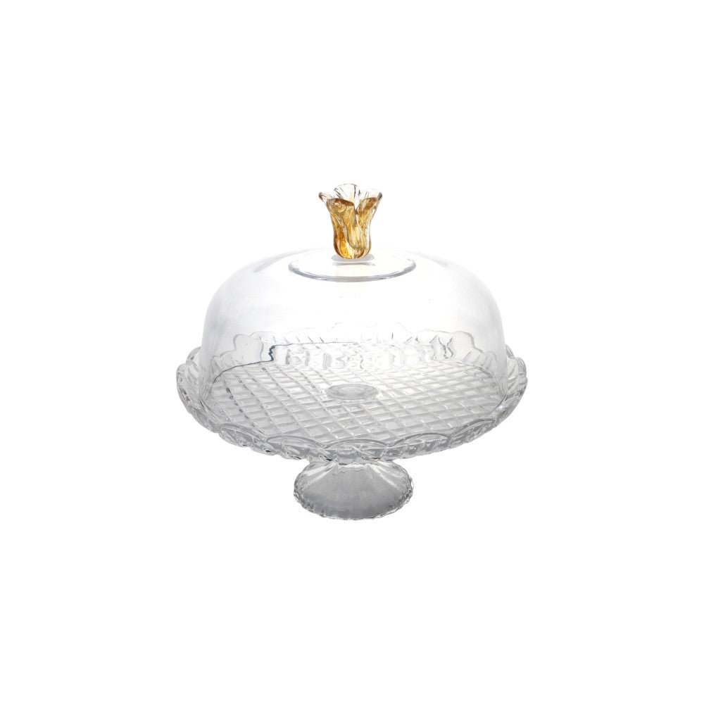 GLASS DOME ON STAND Ø 30 CM FLOWER
