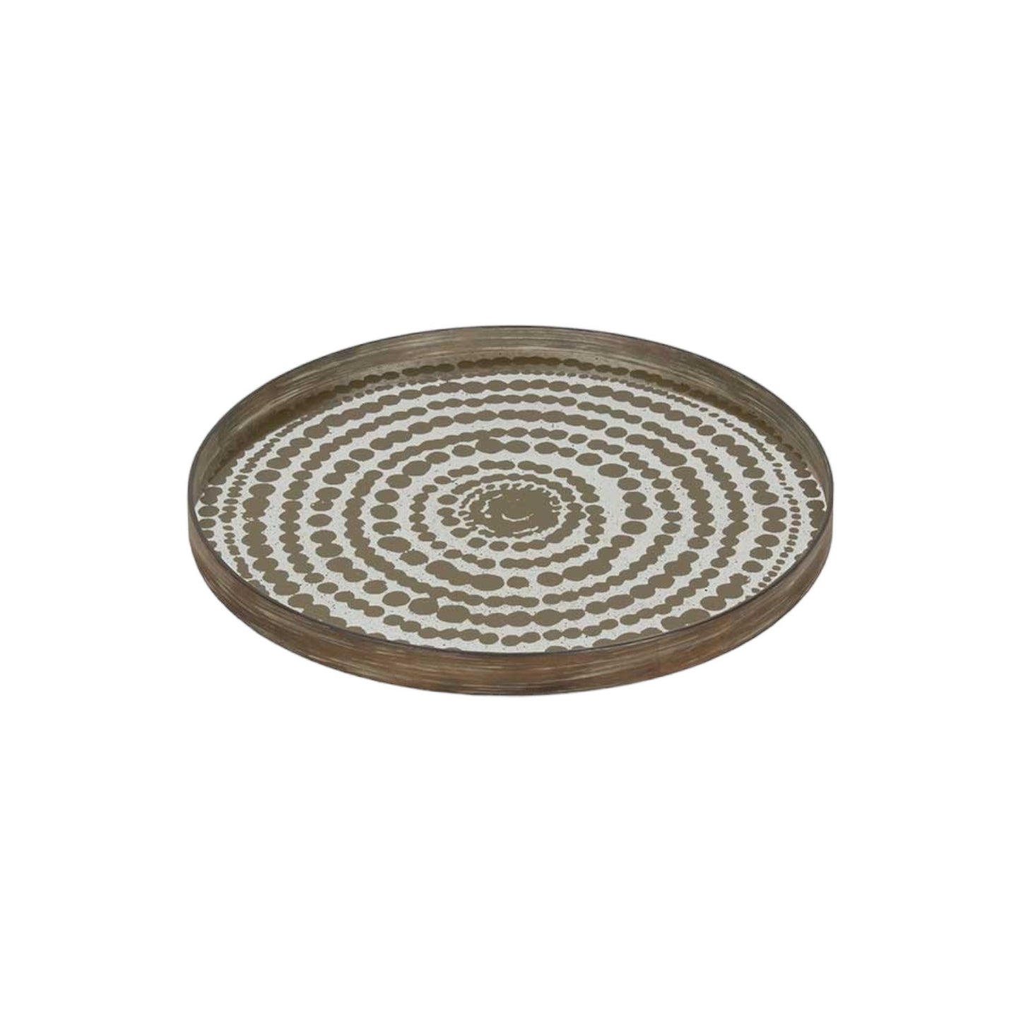 GOLD BEADS ROUND MIRROR TRAY