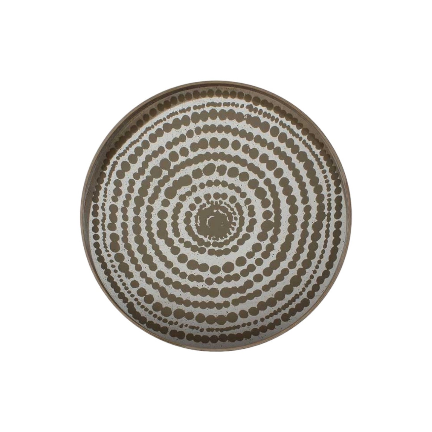 GOLD BEADS ROUND MIRROR TRAY