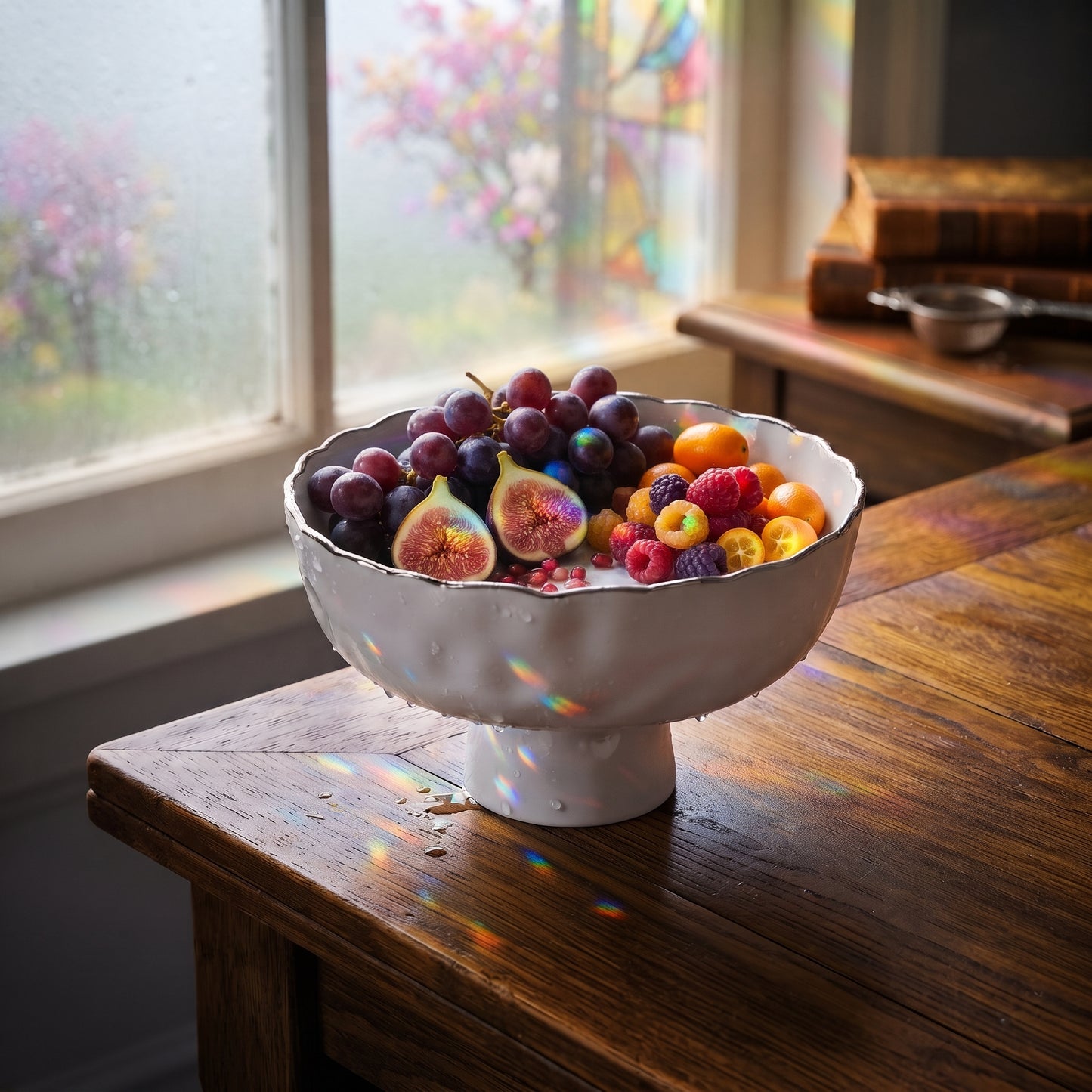 MEDIUM FOOTED BOWL SILVER RIM