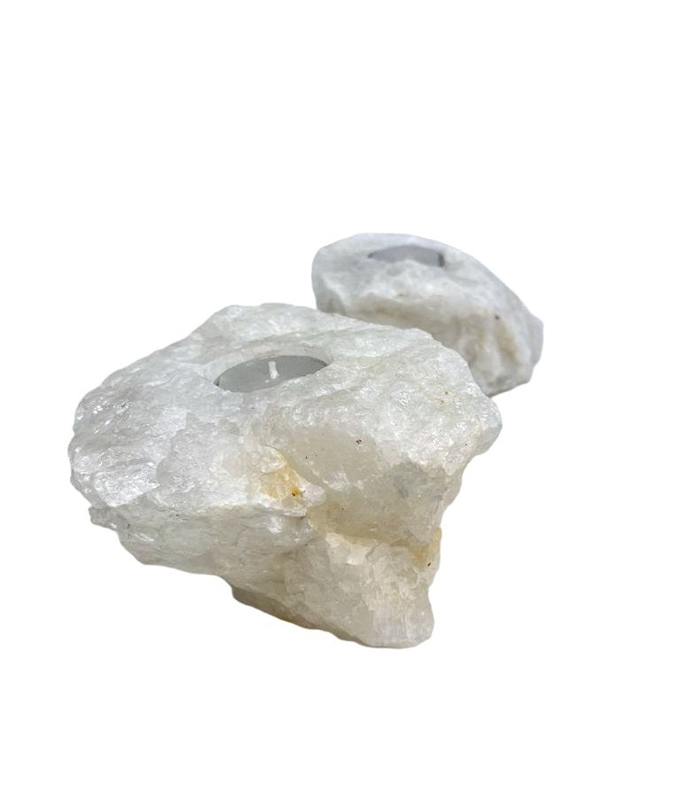 NATURAL STONE TEA LIGHT WHITE