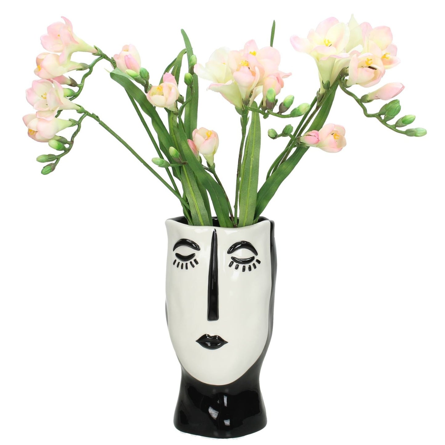 PLANTER FACE ART BLACK CLOSED EYES