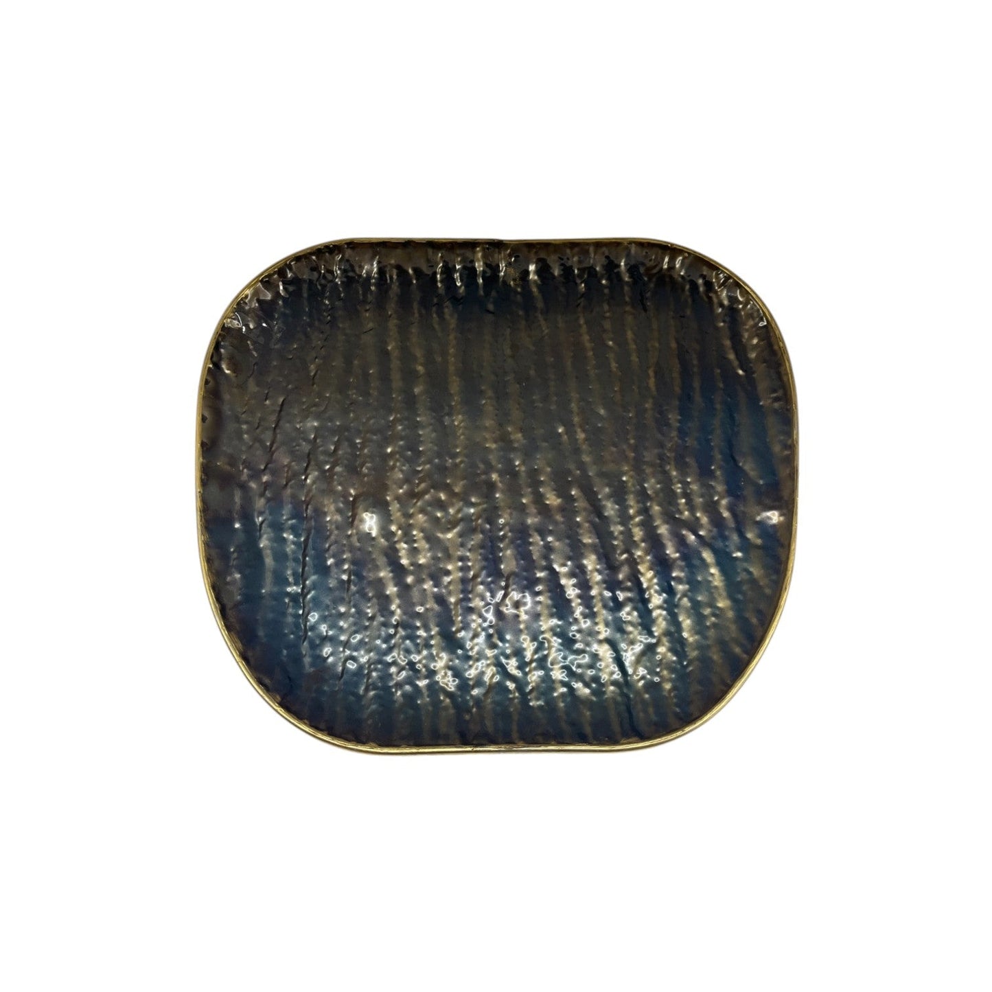 PLATE ANGURLARLY MOTTLED HAMMERED METAL