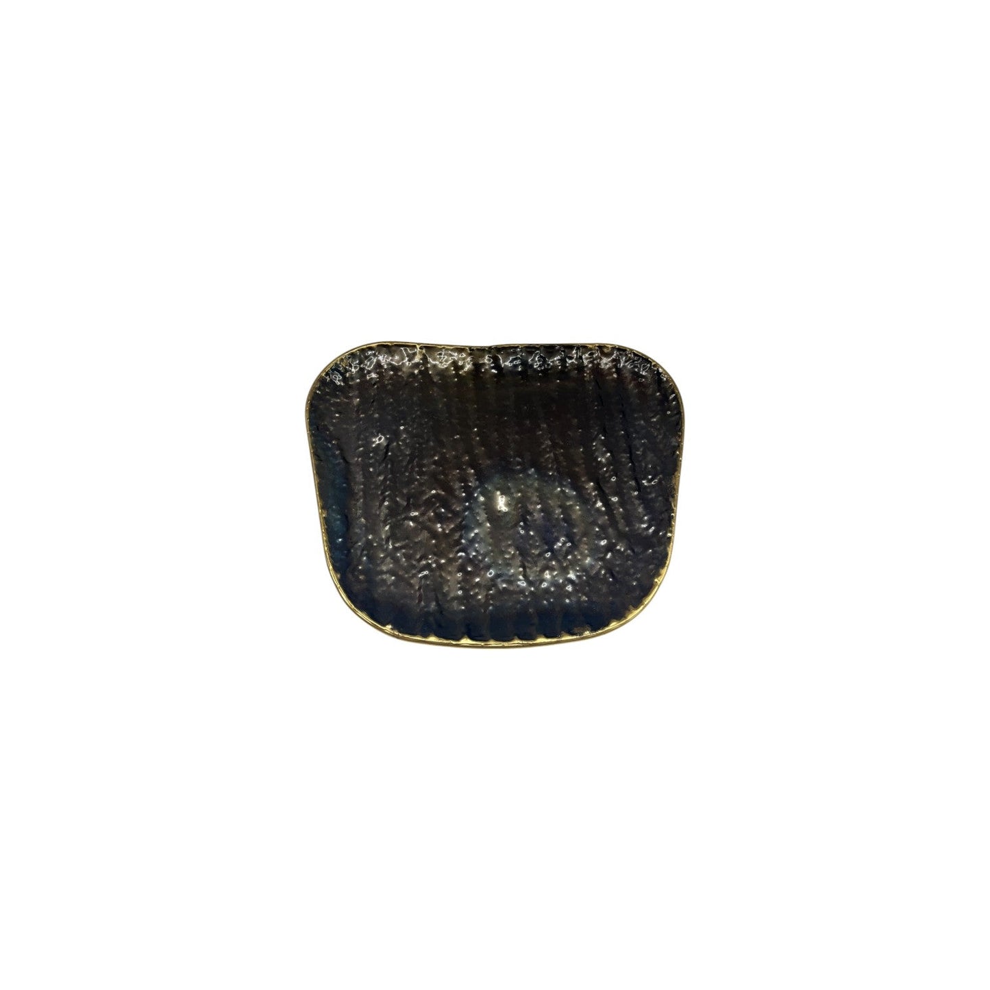 PLATE ANGURLARLY MOTTLED HAMMERED METAL