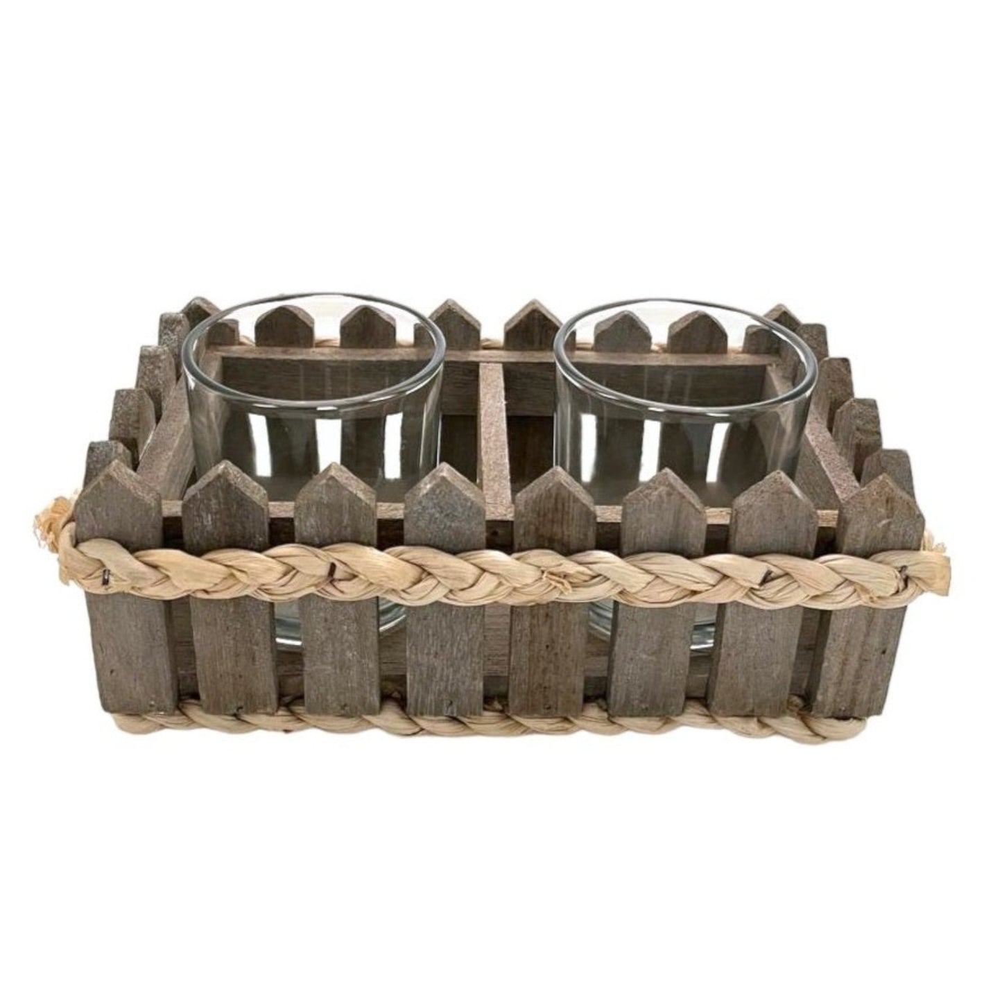 RECTANGLE WOOD CANDLE HOLDER
