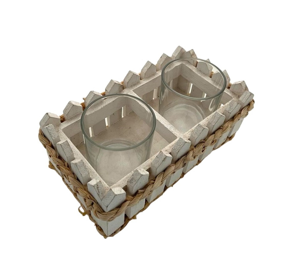 RECTANGLE WOOD CANDLE HOLDER