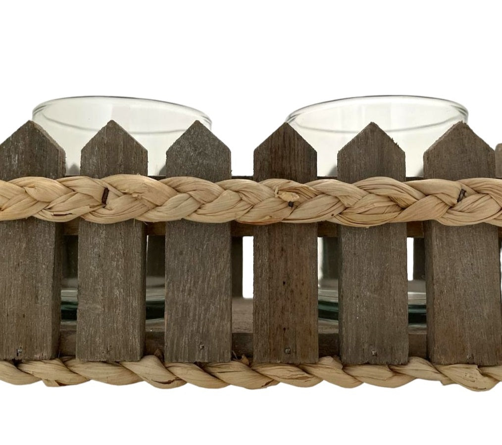 RECTANGLE WOOD CANDLE HOLDER
