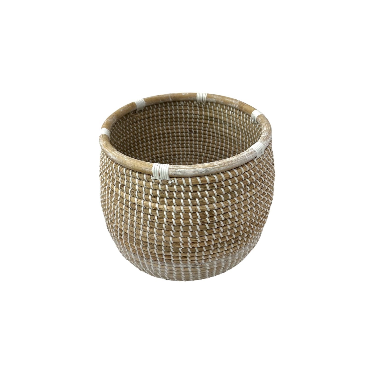 ROUND BASKET RATTAN RIM SEAGRASS
