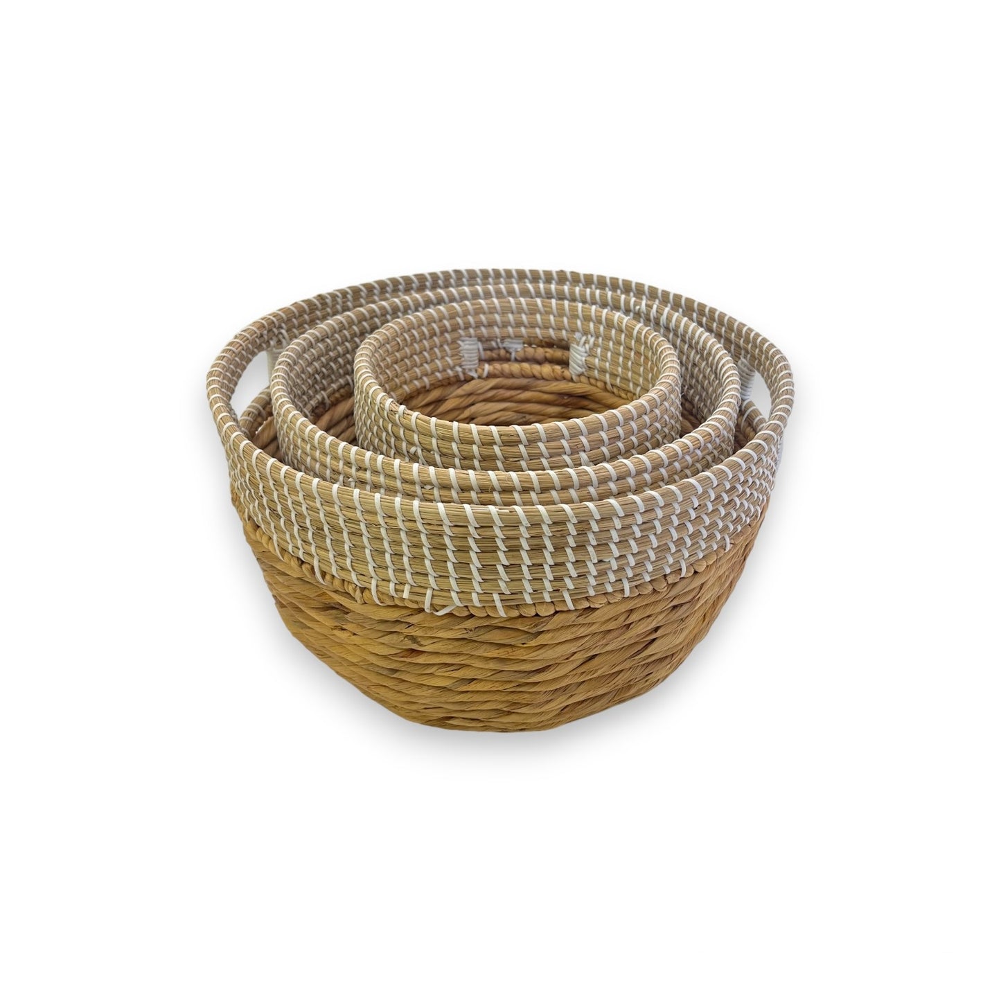 ROUND BASKET WATER HYACINTH WITH CUTOUT HANDLES