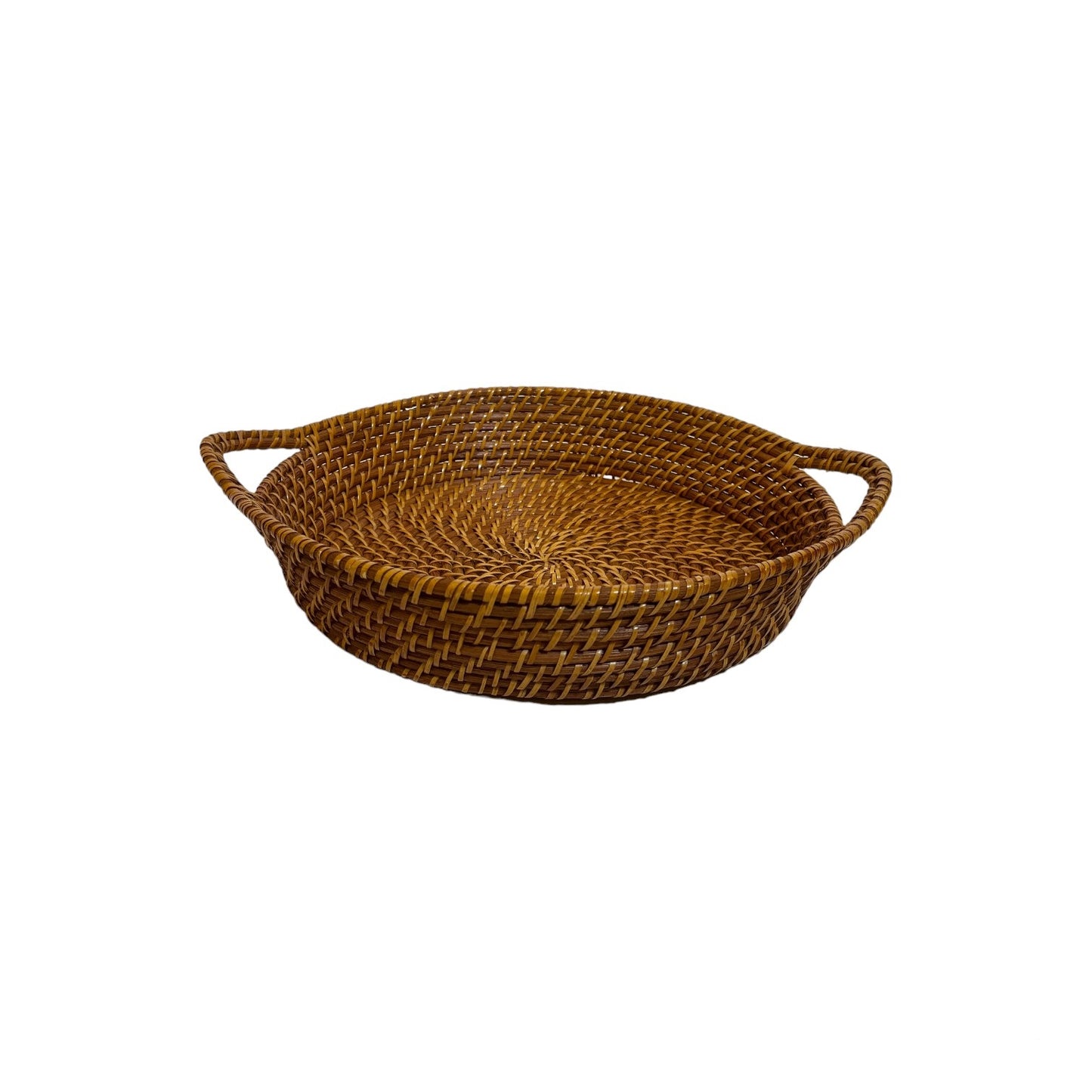 ROUND TRAY RATTAN WITH HANDLES