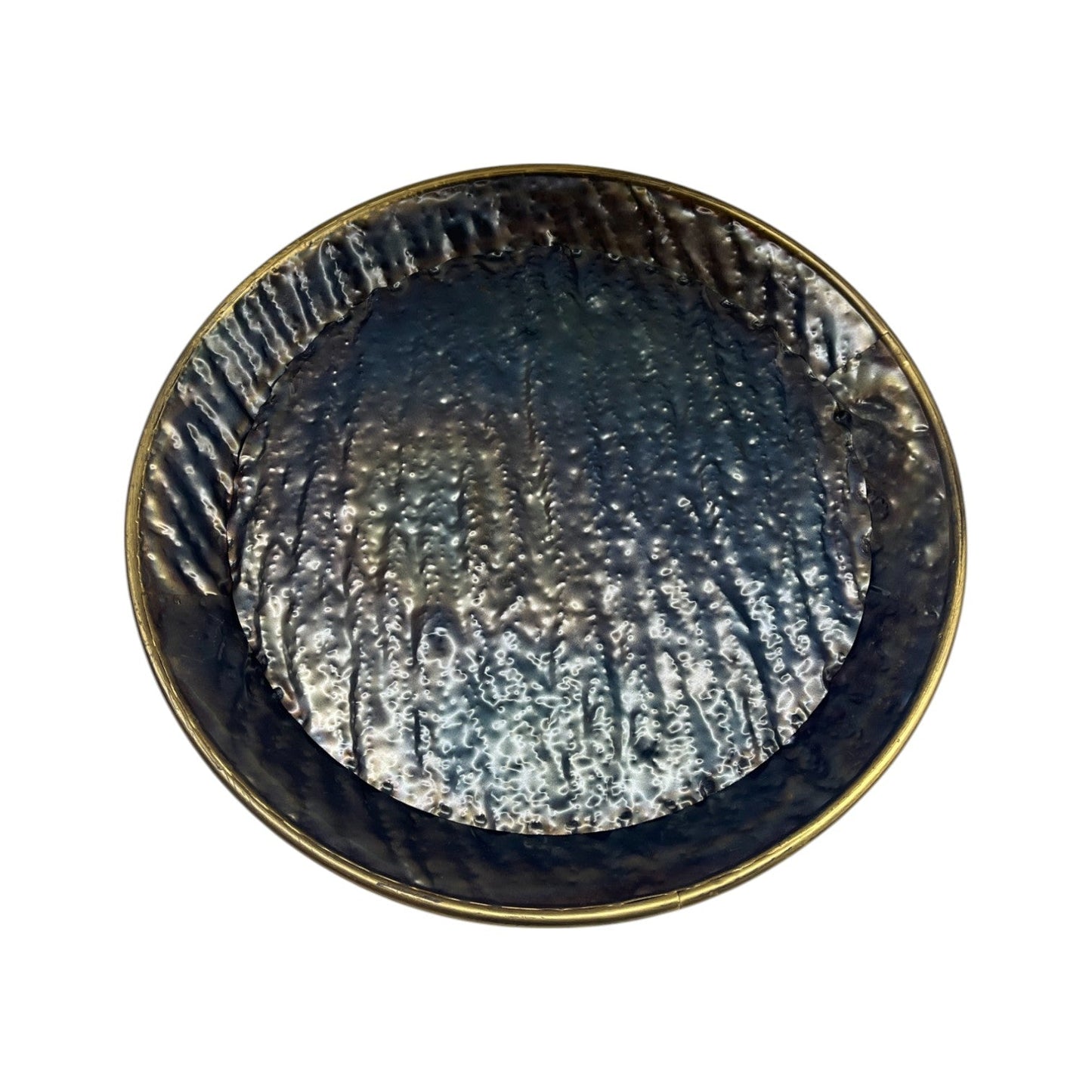 ROUND PLATE MOTTLED HAMMERED METAL