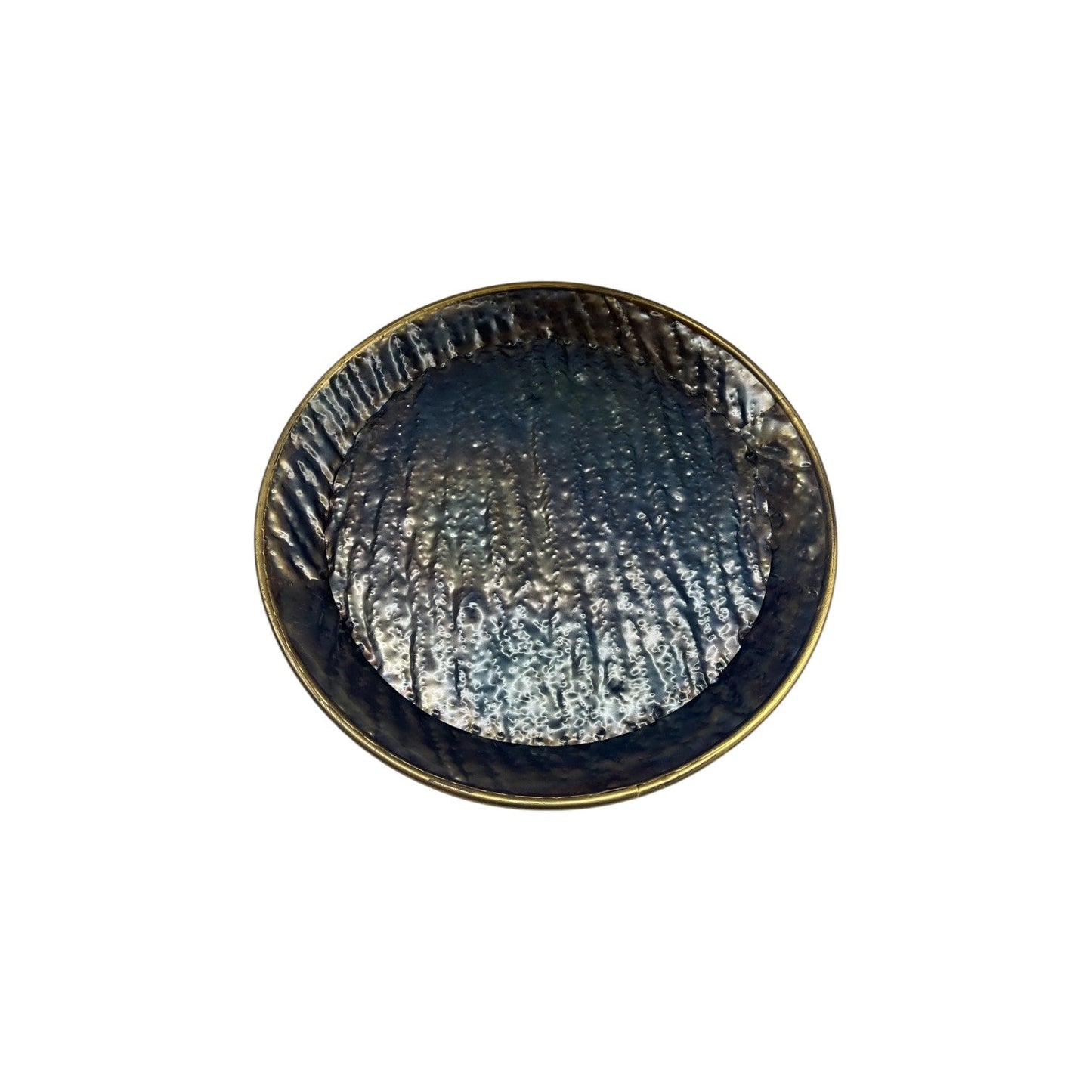 ROUND PLATE MOTTLED HAMMERED METAL