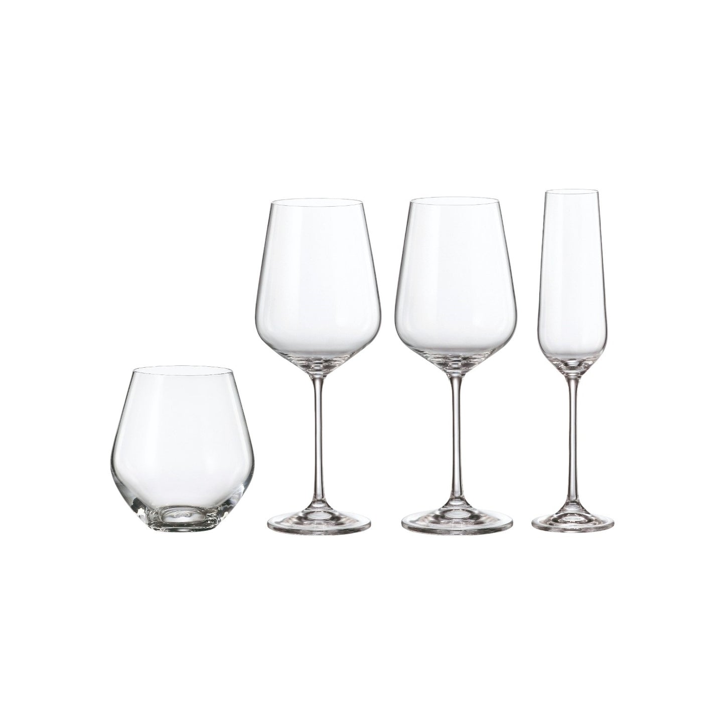 S16 GLOBO CHAMPAGNE 210 ML X 4 WINE 490 ML X 4 WATER 600 ML X 4 TUMBLER 500 ML X 4