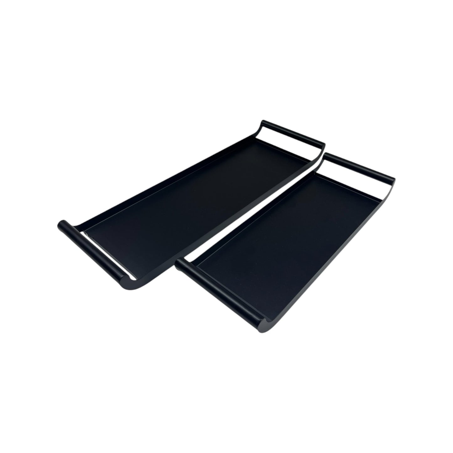 S2 RECTANGLE TRAY METAL BLACK WITH HANDLE