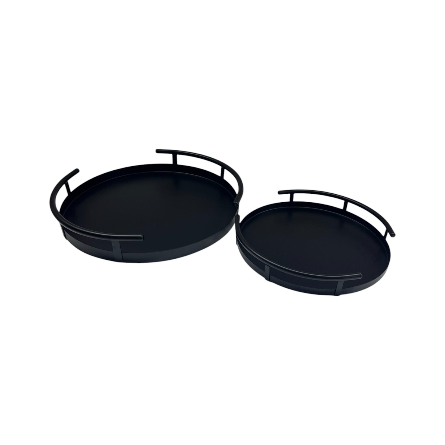 S2 ROUND TRAY METAL BLACK WITH HANDLE
