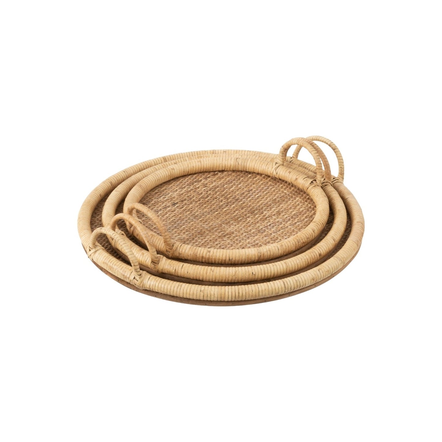 S3 TRAY OVAL NATURAL RATTAN WITH METAL