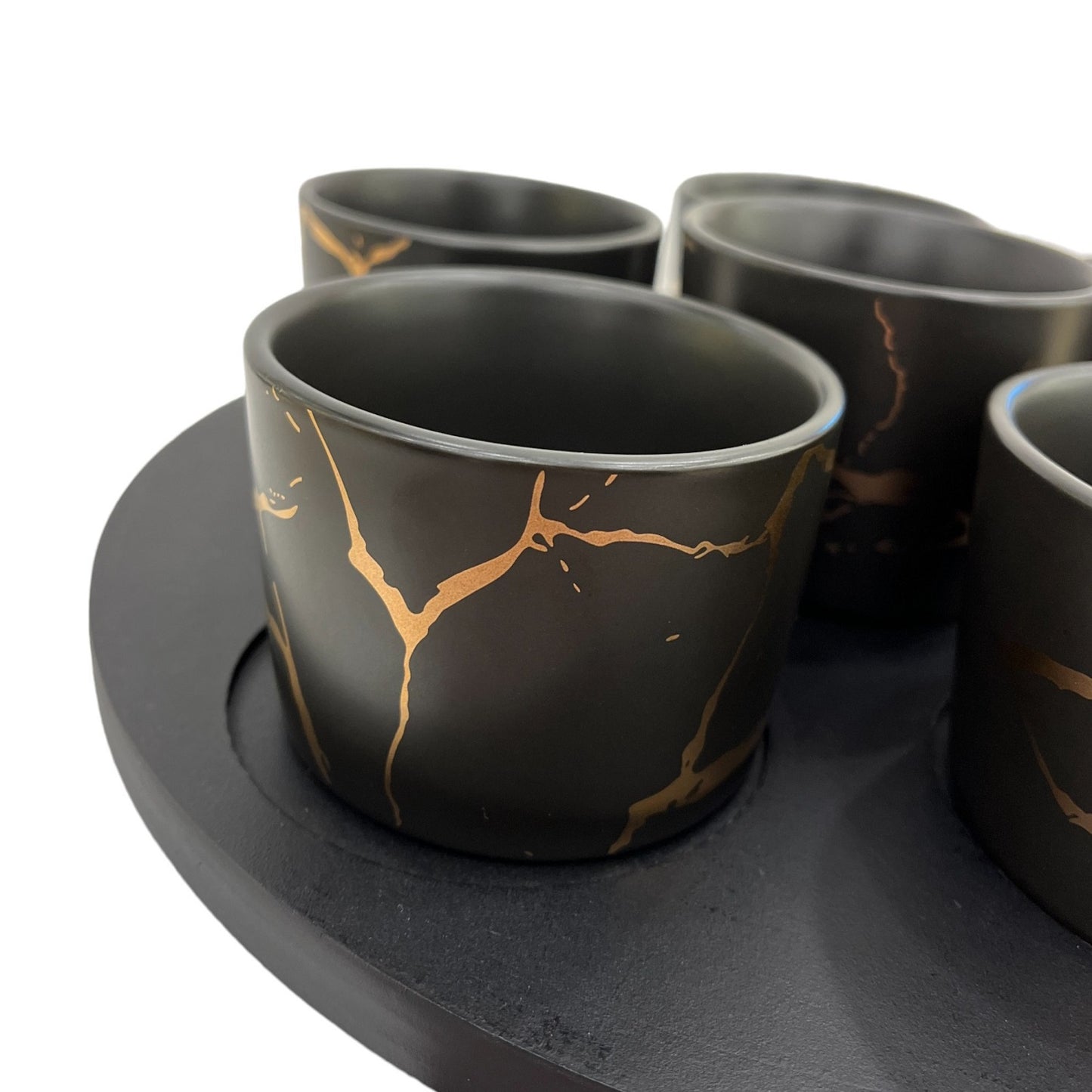 S7 BLACK SERVING BOWLS WITH TRAY