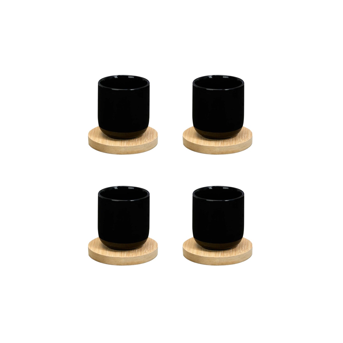 S4 COFFEE GLASSES WITH BAMBOO COASTERS