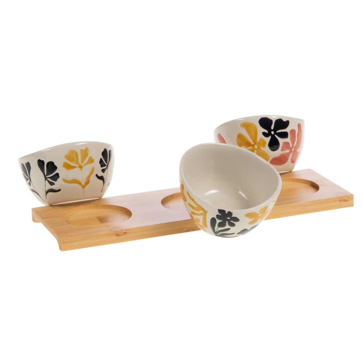 S4 TRAY BAMBOO WITH 3 MARGOT BOWLS