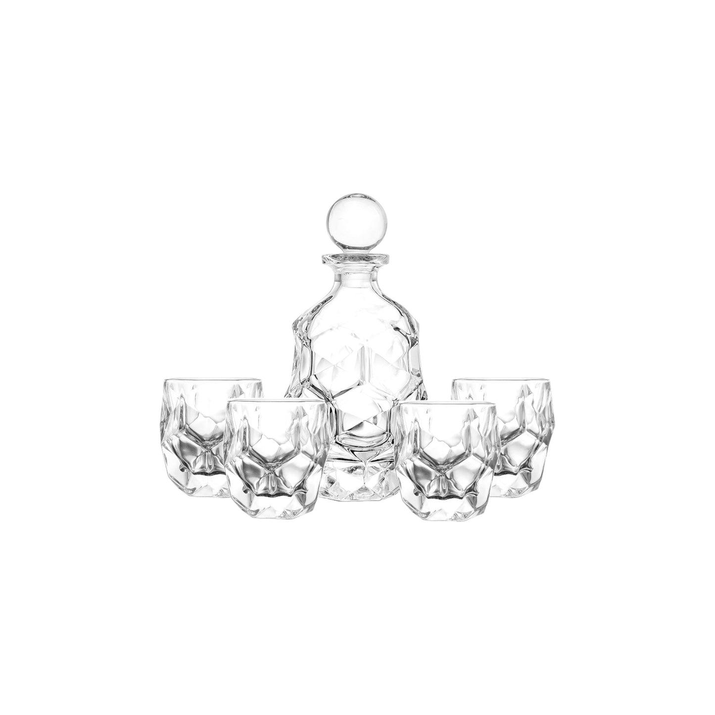 S5 CARAFE WITH 4 GLASSES OF WHISKEY
