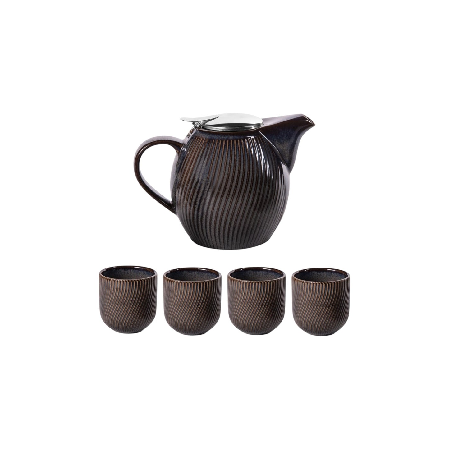 S5 TEAPOT BLACK WITH 4 MUG BOLLO