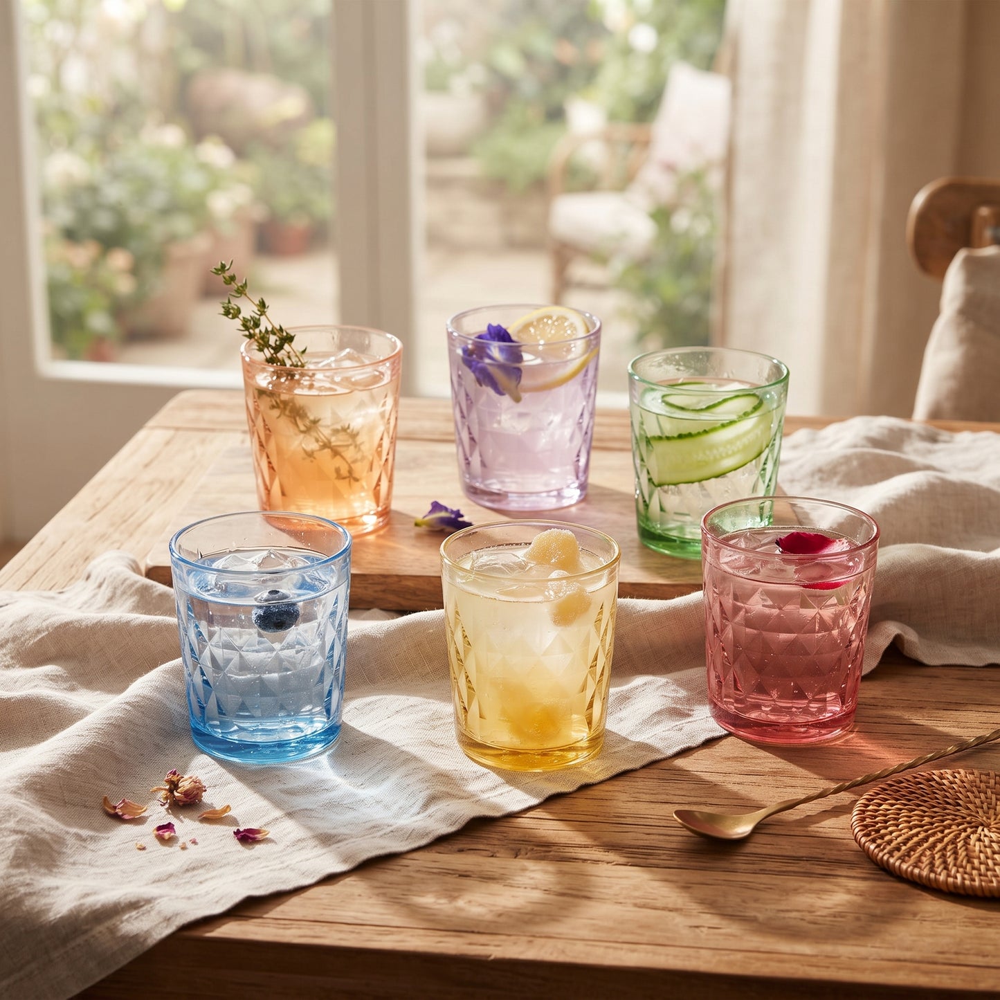 S6 TUMBLER GLASS DIAMOND MULTICOLOR