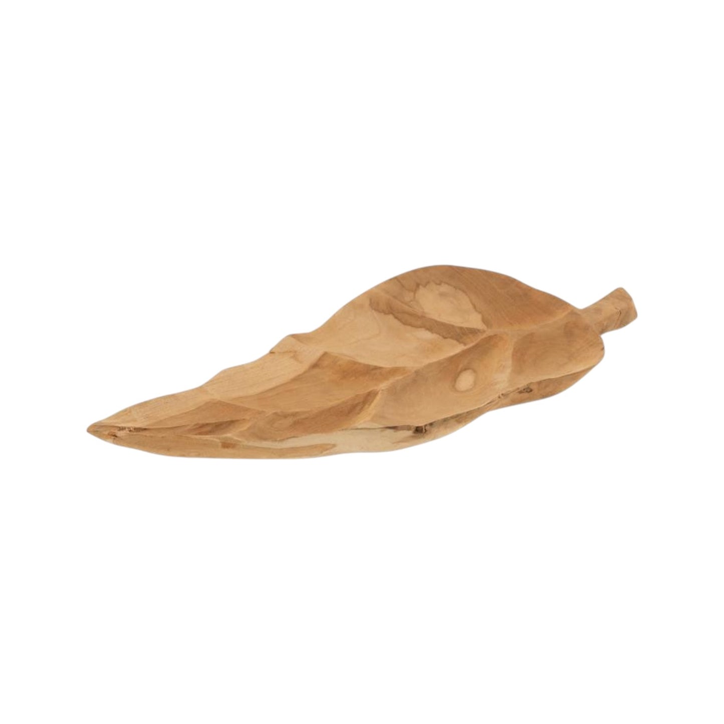 SERVING DISH LEAF TEAK WOOD NATURAL