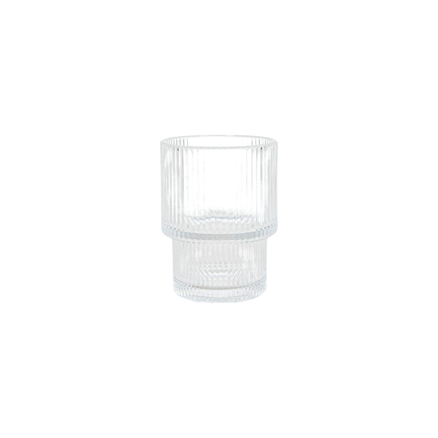 SHORT DRINKING GLASS PILE OF LINES CLEAR