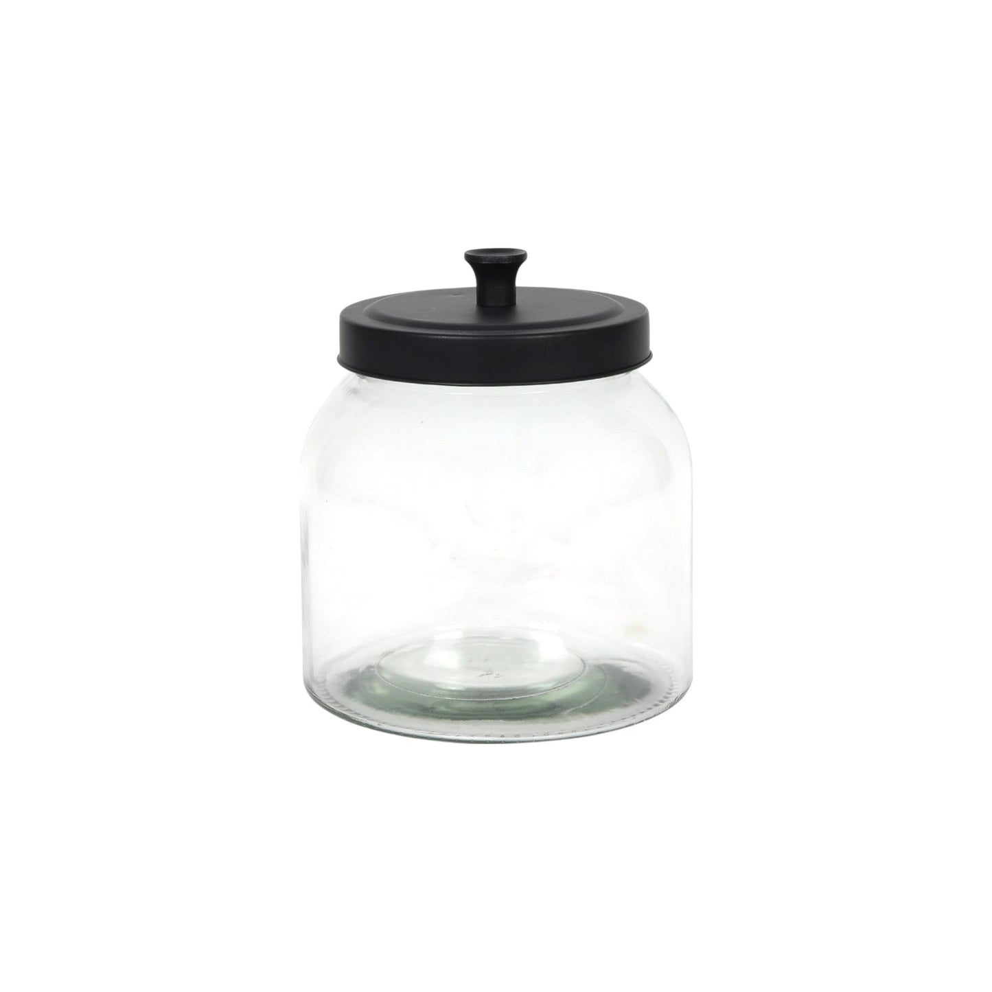 STORAGE JAR GLASS METAL LID BLACK