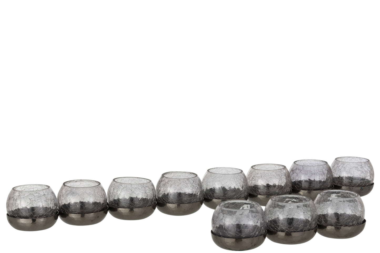 TEALIGHT HOLDER 8 BALL CRAQUELURE GLASS