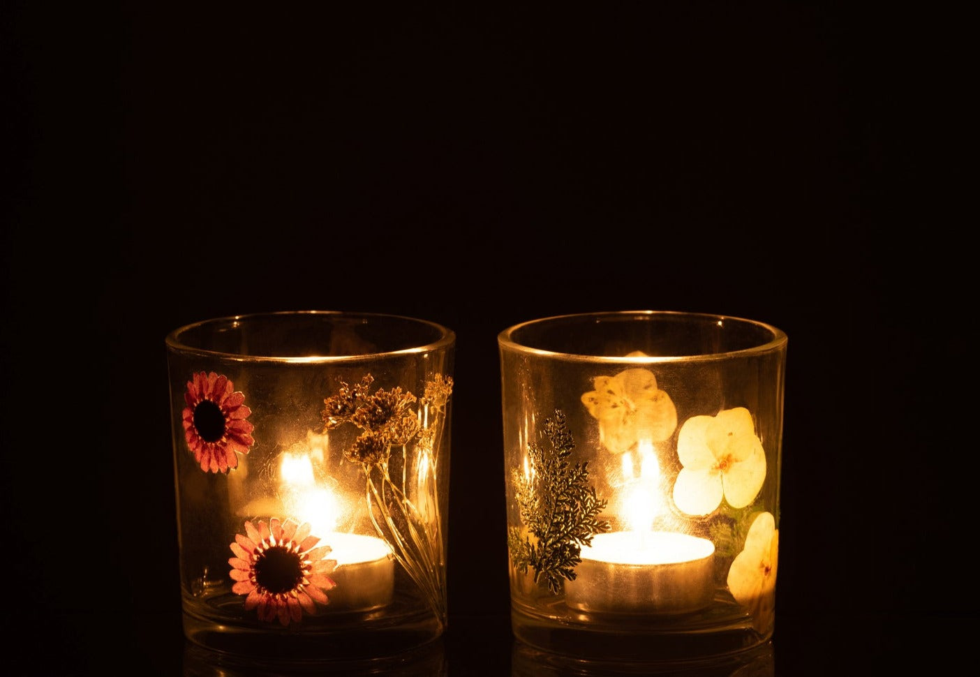 TEALIGHT FLOWER GLASS MIX SMALL