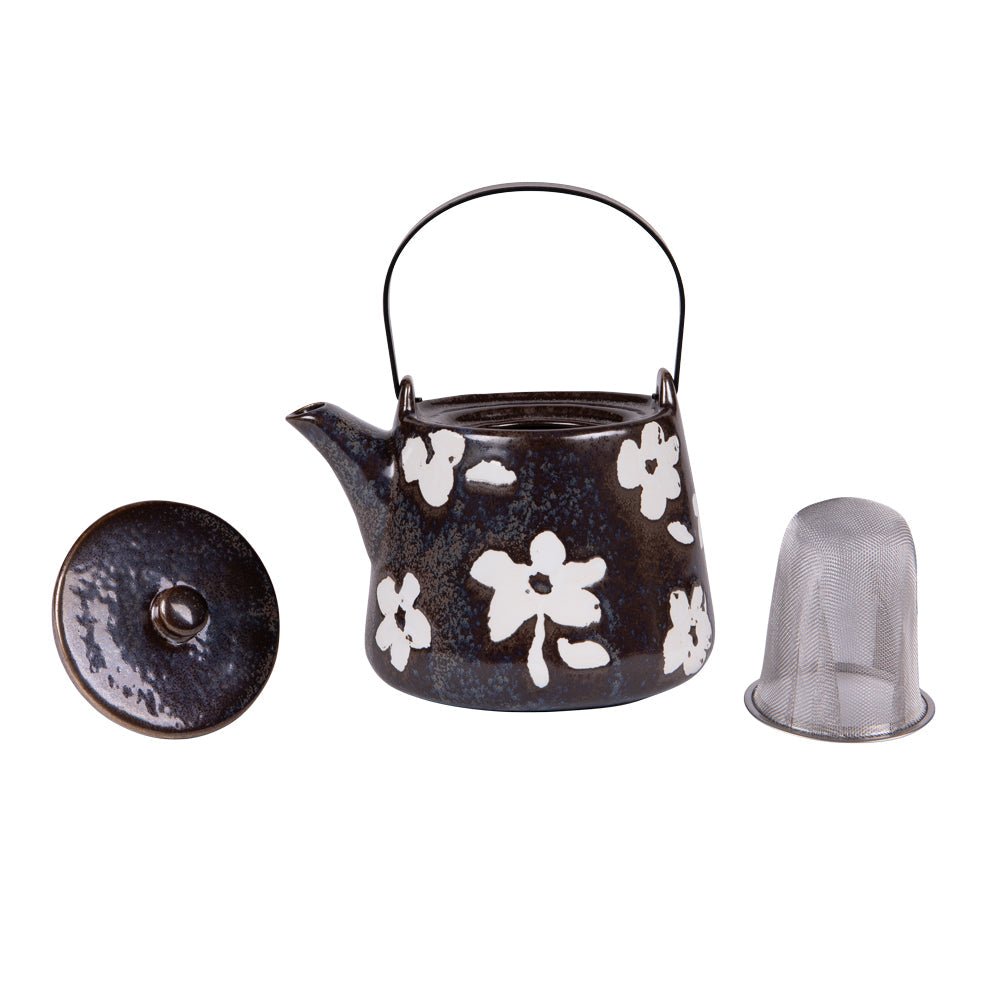 TEAPOT BLACK WITH FILTER SAKURA