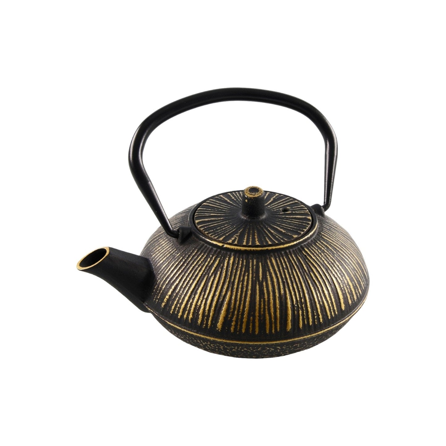 TEAPOT CAST IRON GOLD WITH BLACK