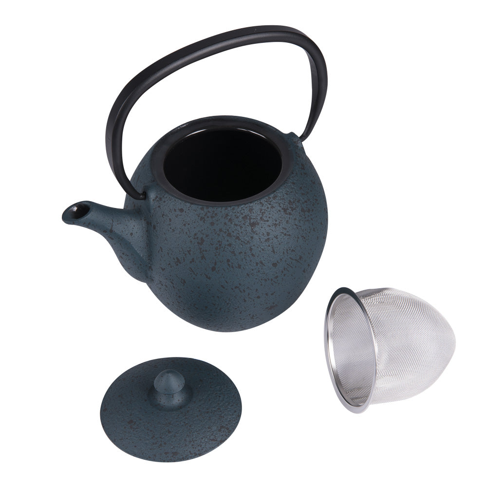 TEA POT CAST IRON BLUE